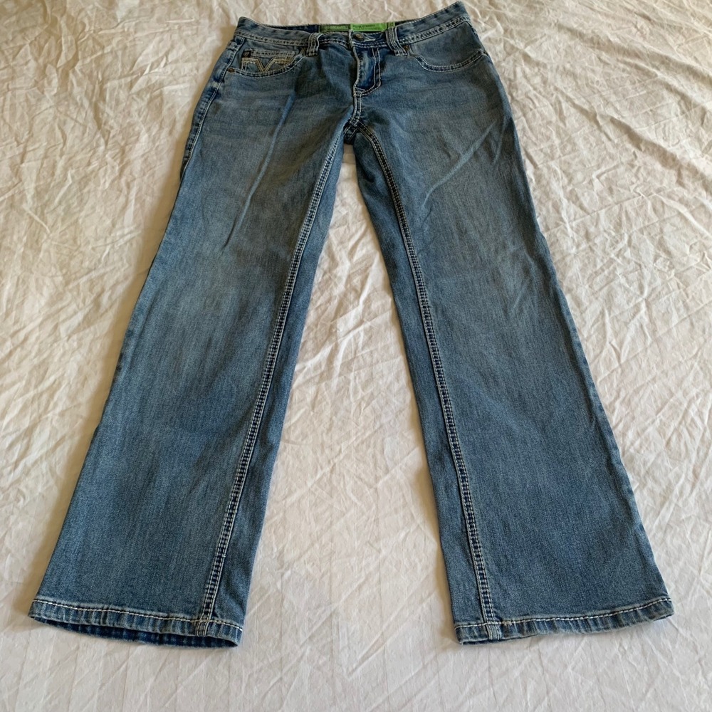 Rock & Roll Denim 29x30 Pistol Straight Jeans Blue Contrast Stitch RRMD1PR13Z